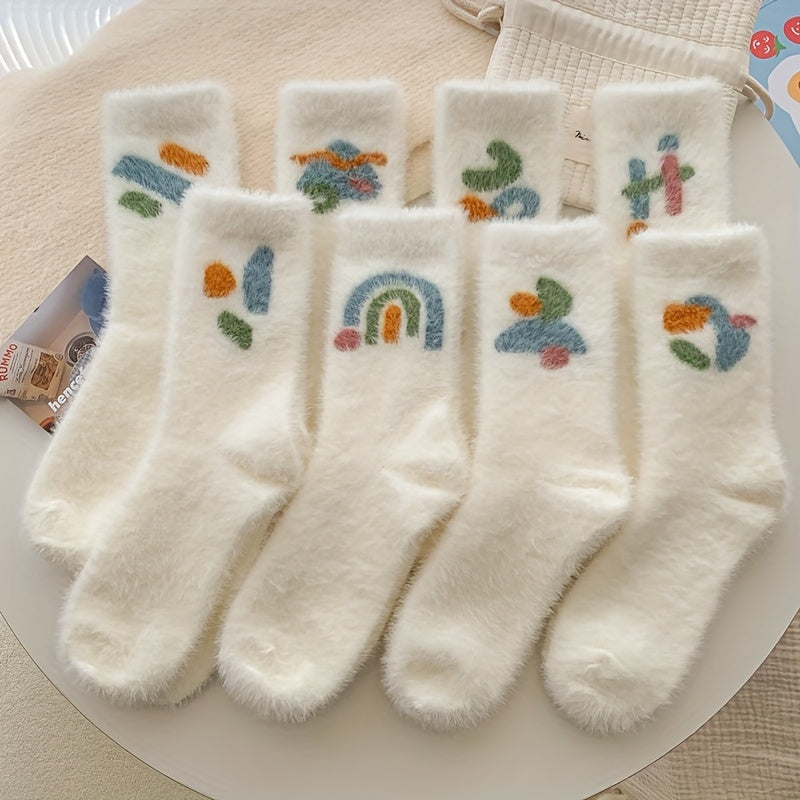 8 Pairs Cartoon Graffiti Socks Comfy Warm Stockings