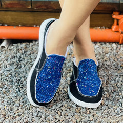 Glitter Mule Sneakers Slip On Canvas Shoes