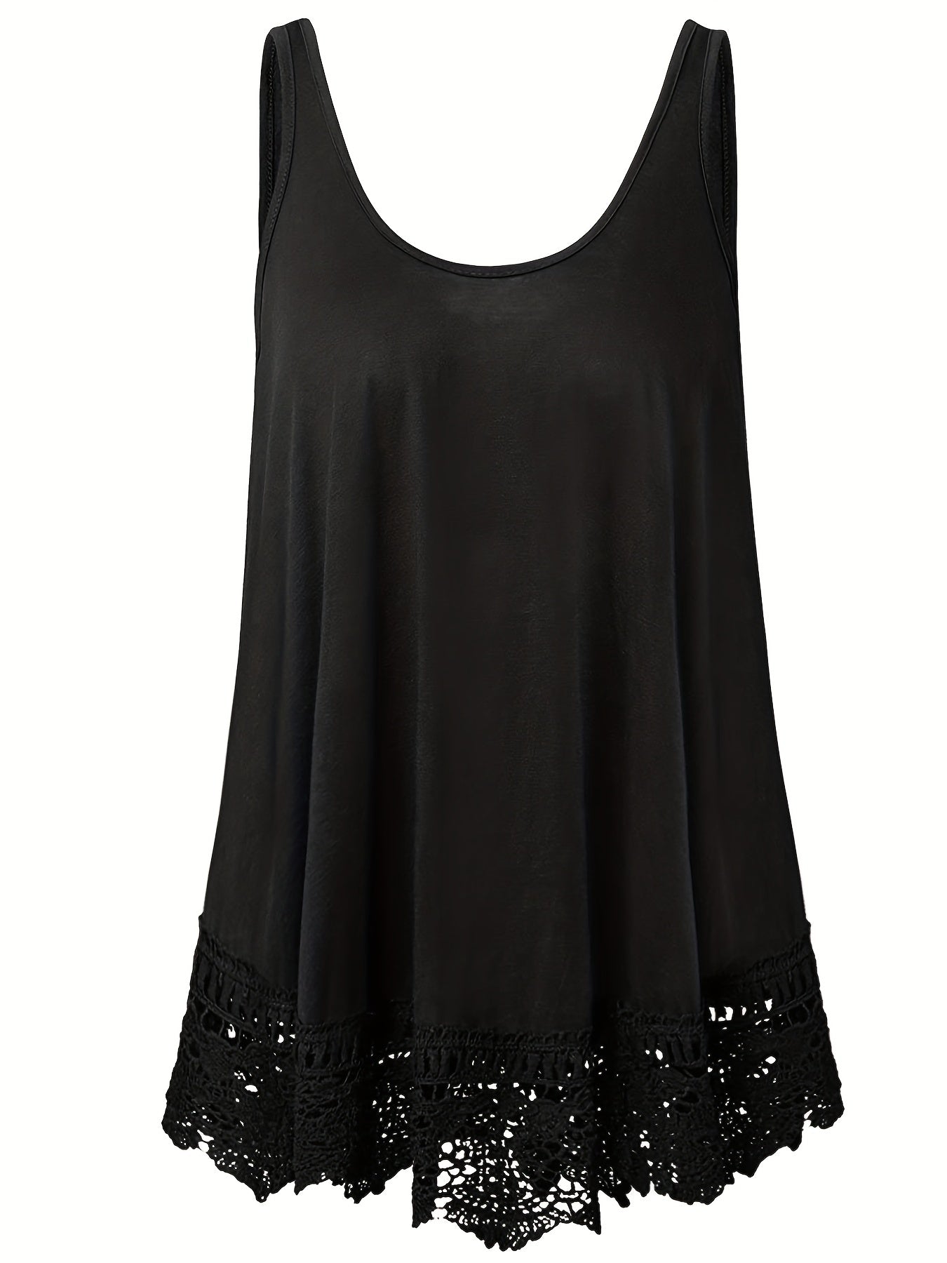  Solid Lace Trim Tank Top