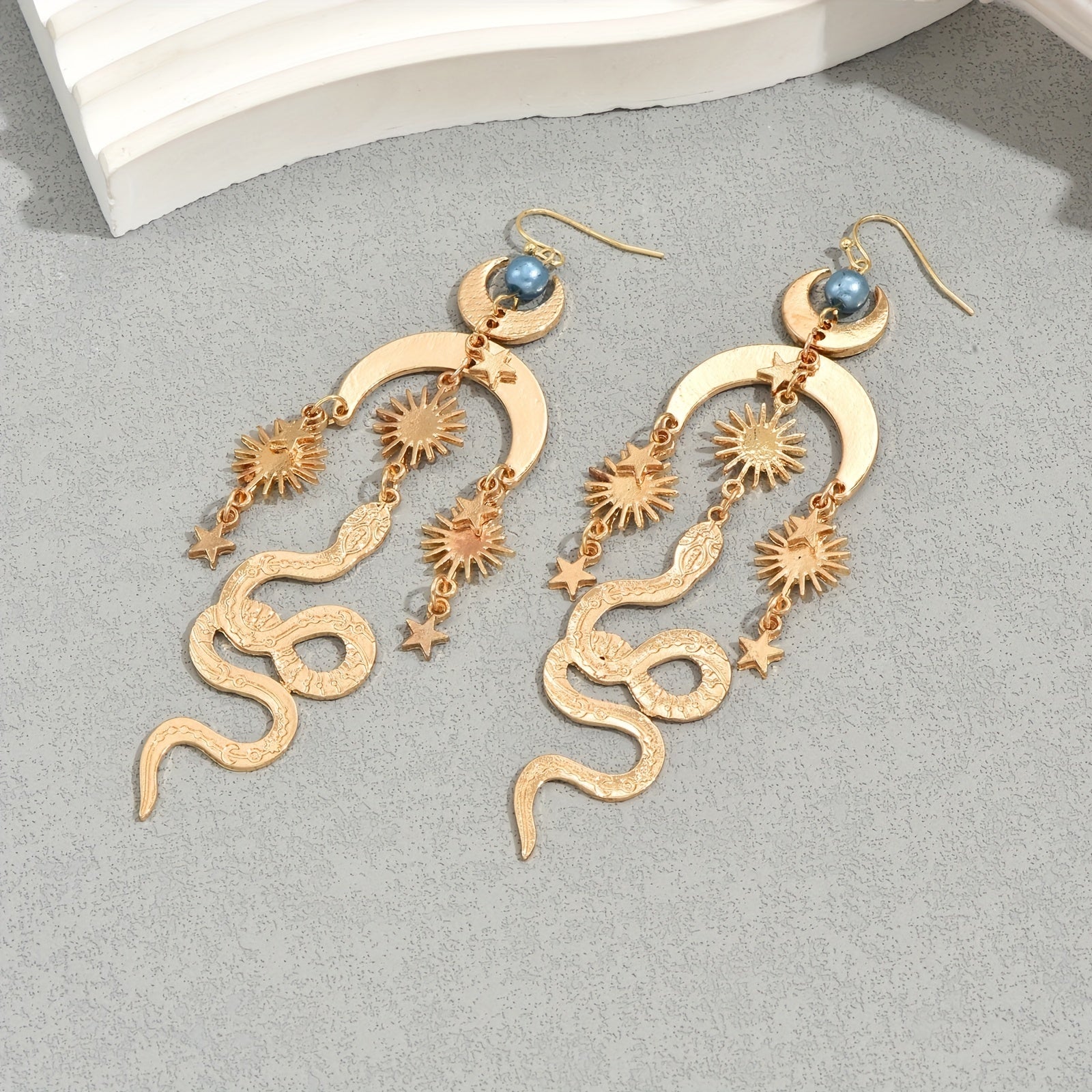 Boho Moon Sun Snake Star Earrings