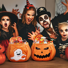Halloween Candy Bag Plush Trick Or Treat Bucket Pumpkin Tote Bag