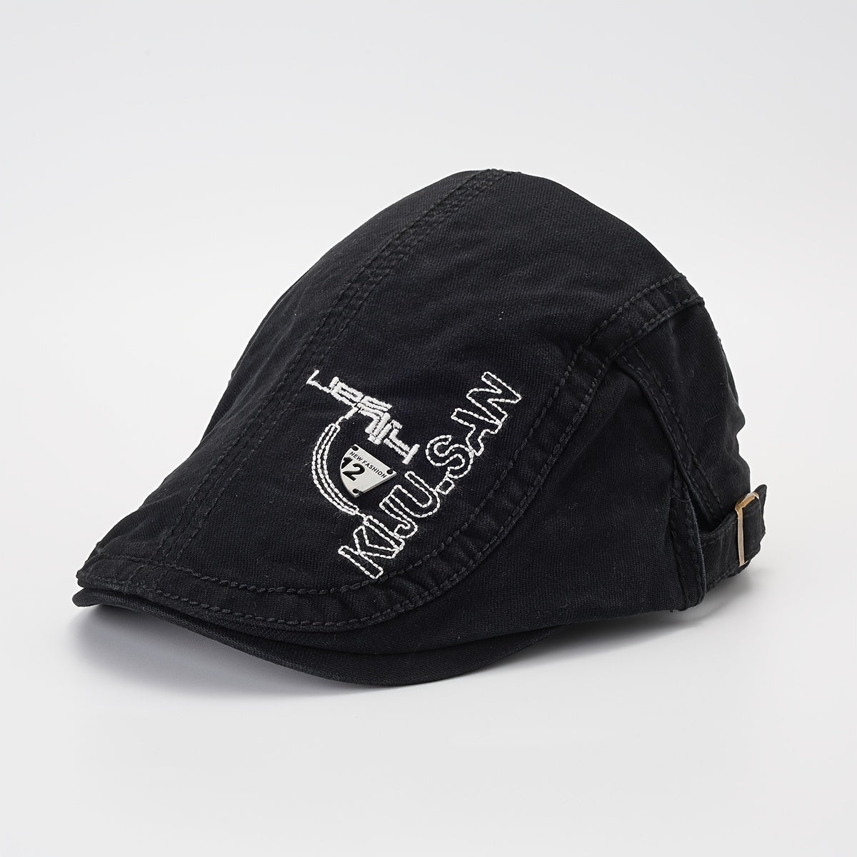 Solid Embroidery Beret Cap Lightweight Unisex Newsboy Hat
