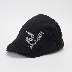 Solid Embroidery Beret Cap Lightweight Unisex Newsboy Hat