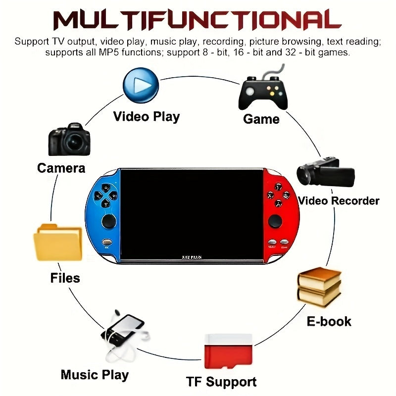 Retro X12PLUS Handheld Game Console 7 inch Screen 16GB Memory