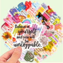 50pcs Vinyl Stickers for Notebooks - Reusable Inspirational Motivational Decals