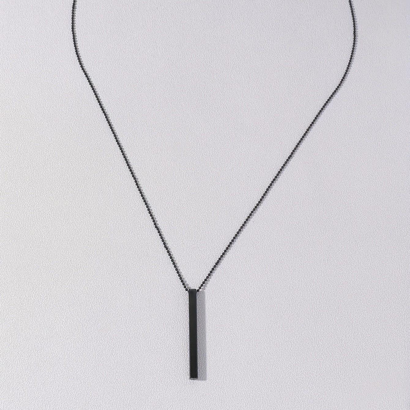 Men's Rectangle Metal Pendant Necklace Cuban Chain Necklace