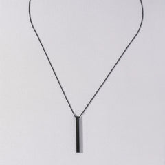 Men's Rectangle Metal Pendant Necklace Cuban Chain Necklace