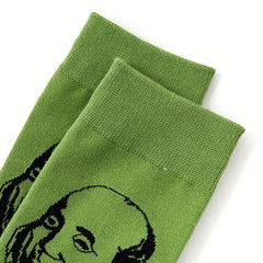 5 Pairs Portrait Print Socks Women's Mid Tube Stockings & Hosiery