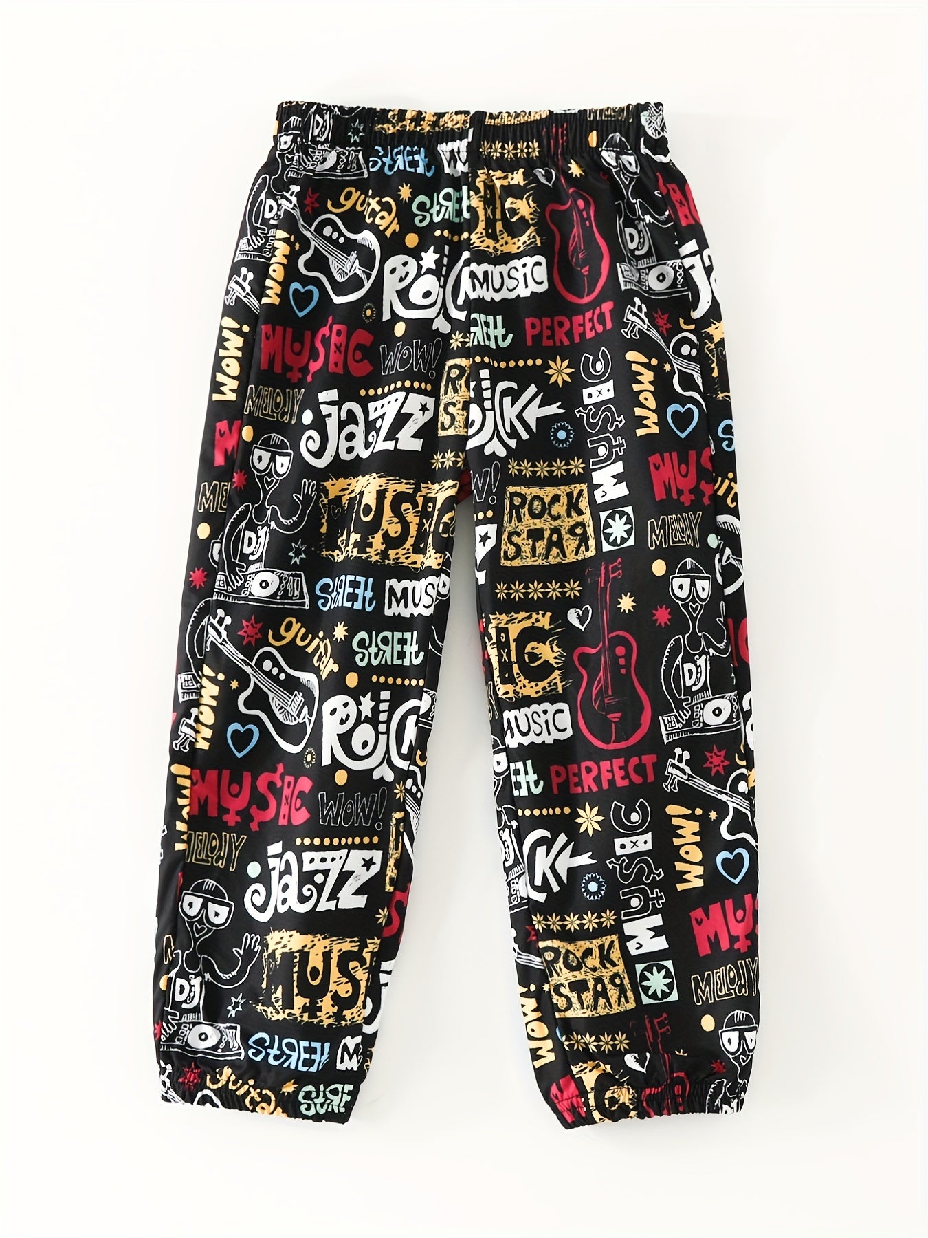 Girls Graffiti Style Loose Joggers Sweatpants High Waist Trousers