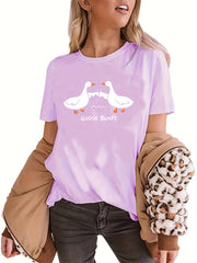 Women's Crew Neck T-Shirt with Goose Bump Pattern