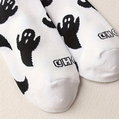 2 Pairs Cartoon Ghost Print Socks Halloween Mid Tube Socks Women's Stockings