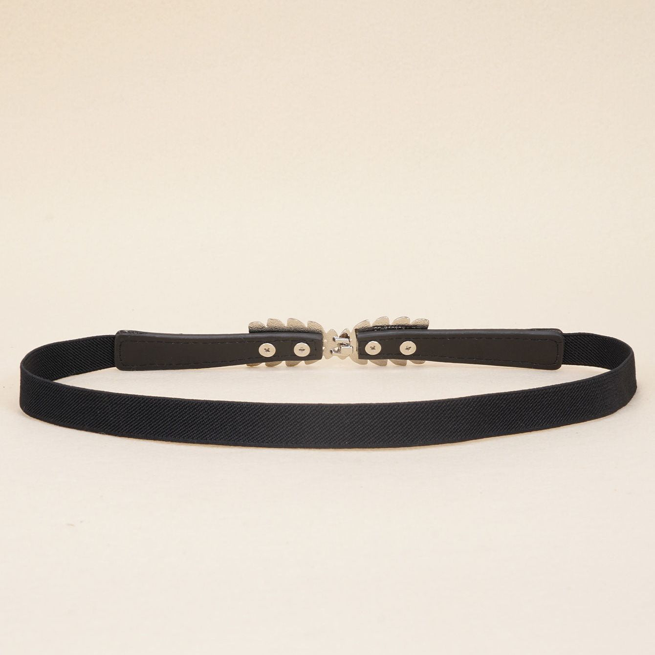 Leaf Buckle Elastic Belt Set For Jeans Dress Shirt