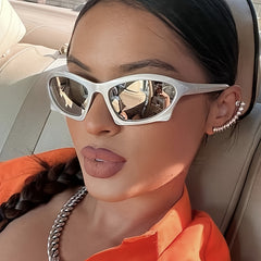 Y2k Around Sun Glasses Wrap Vintage Shades Bat Eyeglasses