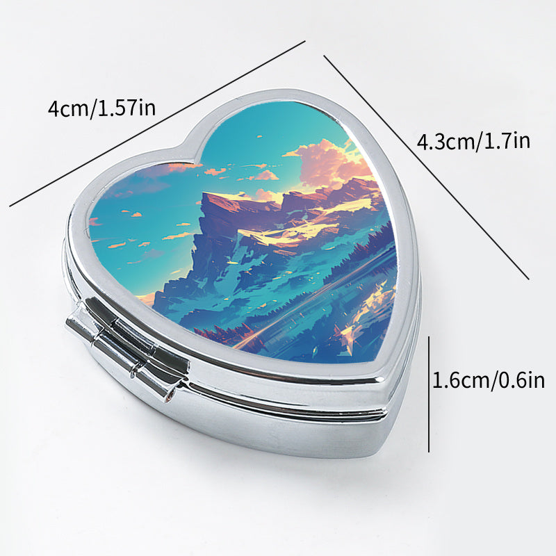 Heart Shaped Pill Box 2 Compartments Portable Medicine Organizer