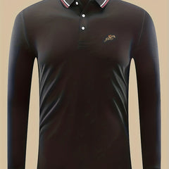 Men's Horse Riding Print Lightweight Polo Shirt