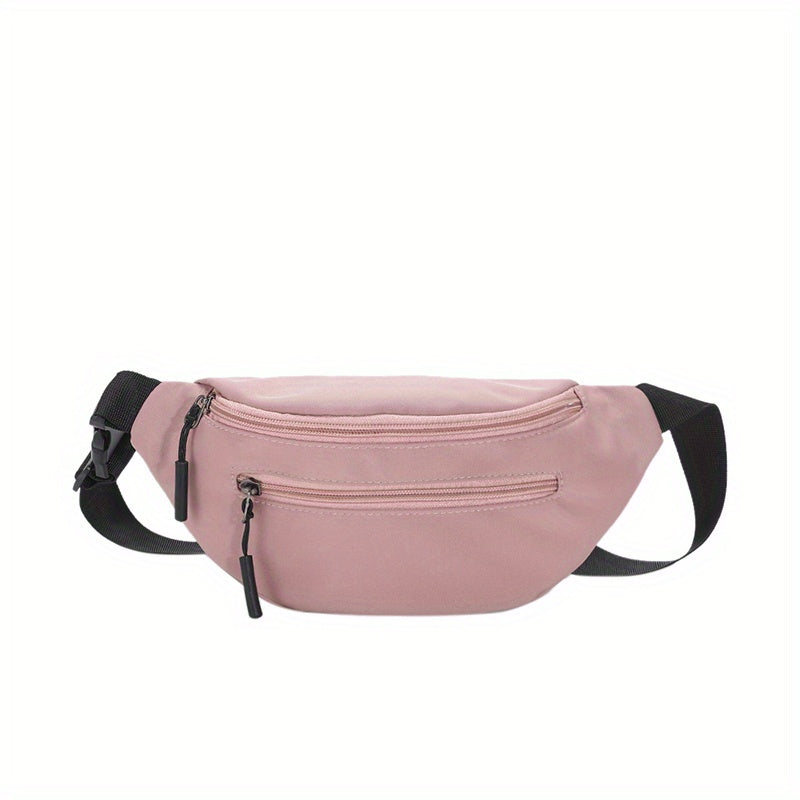 Casual Nylon Crossbody Bag Double Zipper Solid Small Bag