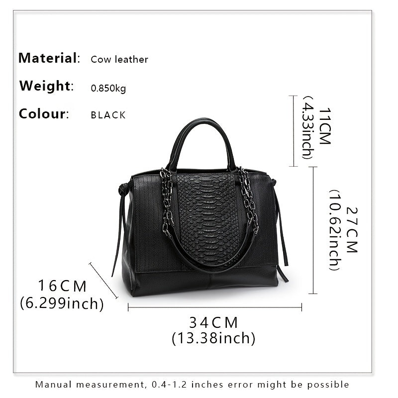 Snakeskin Pattern Handbag Women's Leather Satchel Purse For Office