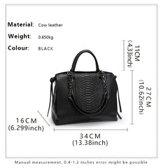 Snakeskin Pattern Handbag Women's Leather Satchel Purse For Office
