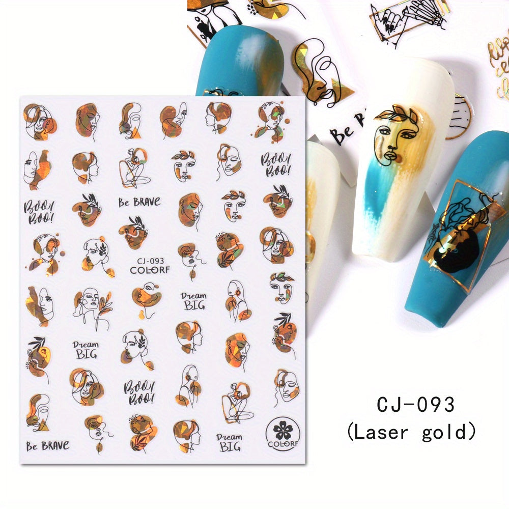 3D Graffiti Nail Art Stickers Abstract Line DIY Manicure Tips Decoration