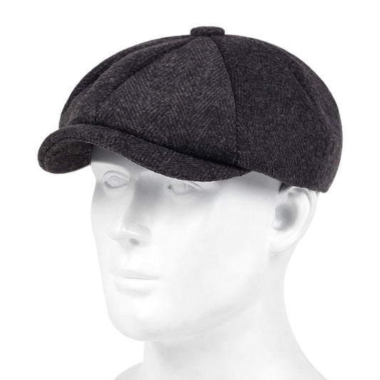 Men's Striped Newsboy Cap Classic Beret Hat