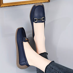 Metal Buckle Decor Loafers Soft & Lightweight Flat Loafers