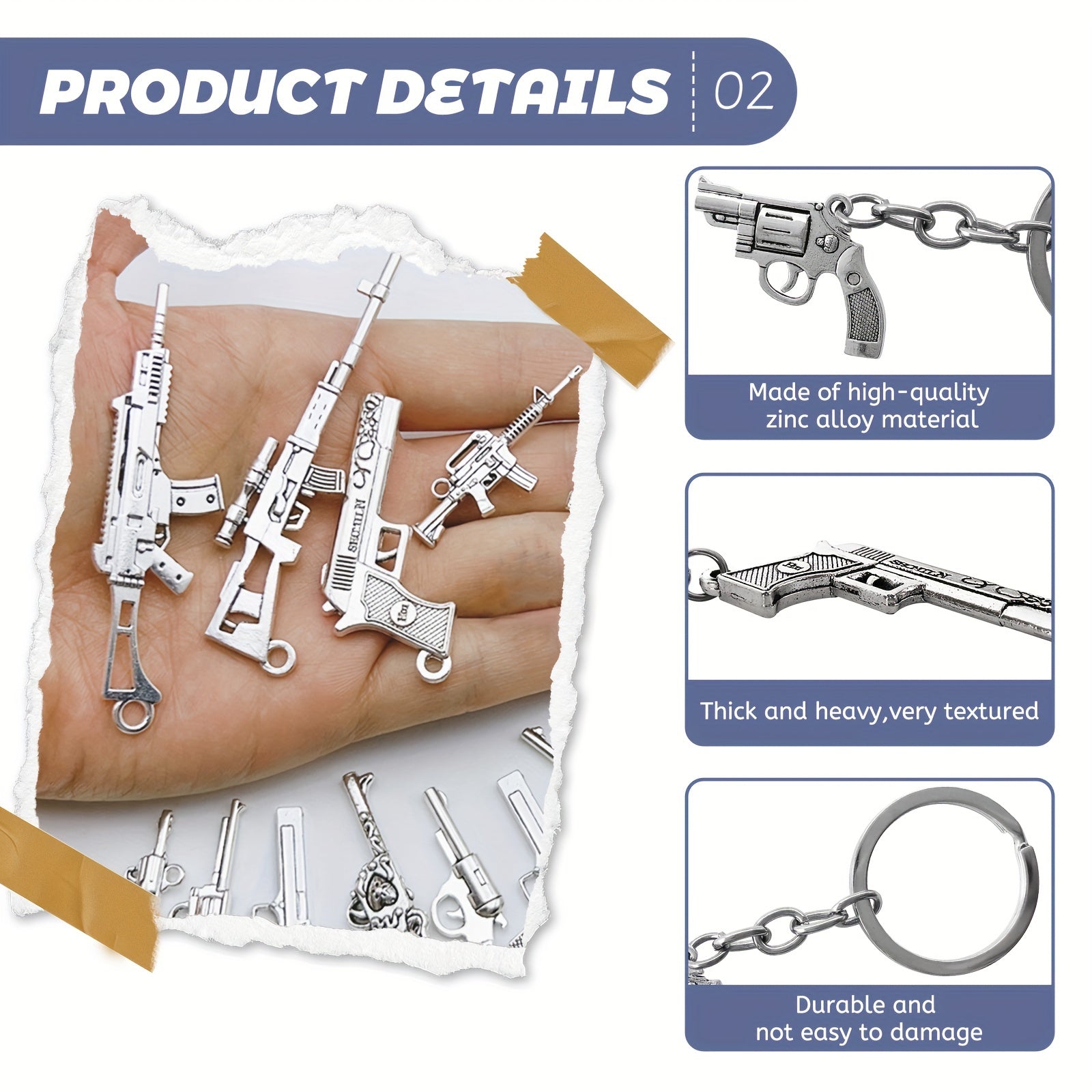4pcs Mini Weapon Model Keychains Key Rings Car Key Bag Decoration