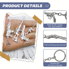4pcs Mini Weapon Model Keychains Key Rings Car Key Bag Decoration