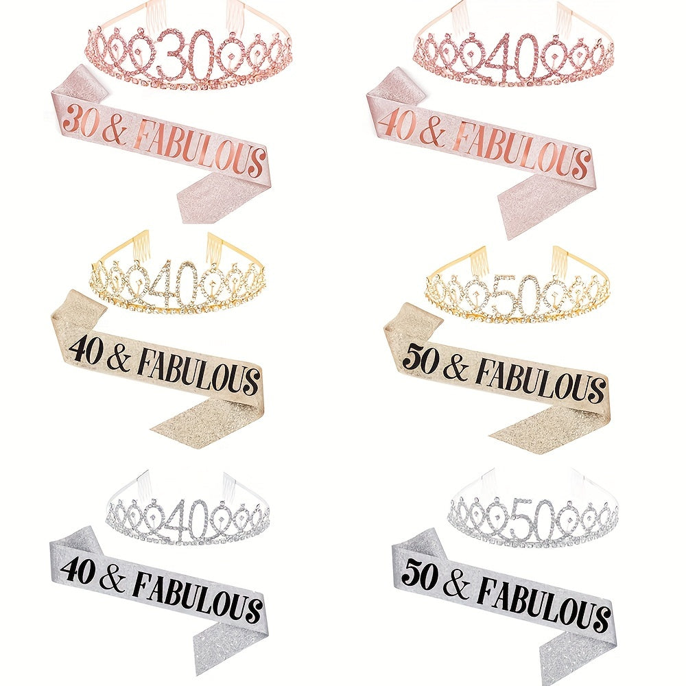 AB Rhinestone Happy Birthday Queen Tiara for Women