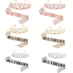 AB Rhinestone Happy Birthday Queen Tiara for Women