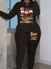  Funny Wine Glasses Print Top & Leggings Set