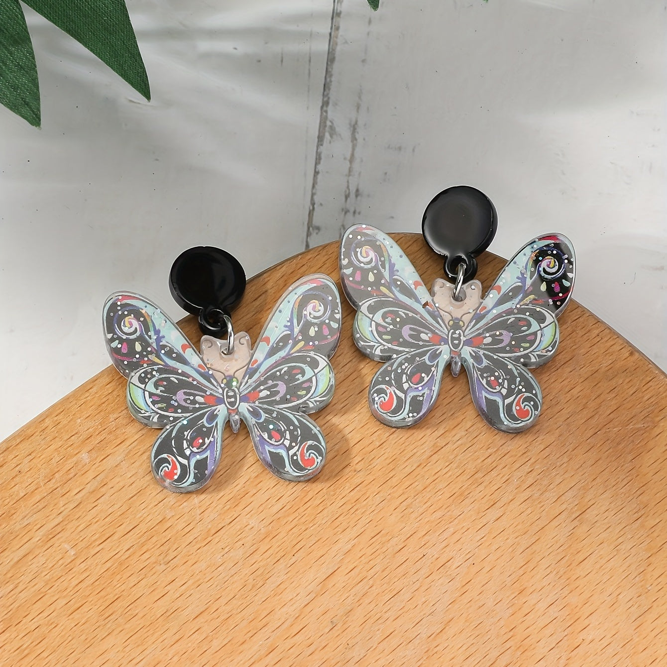 Butterfly Pendant Retro Dangle Earrings Acrylic Jewelry Gift For Women Girls