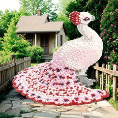 Peacock Building Block Model 3D Puzzle with Red & Feathers - Durable PP Material