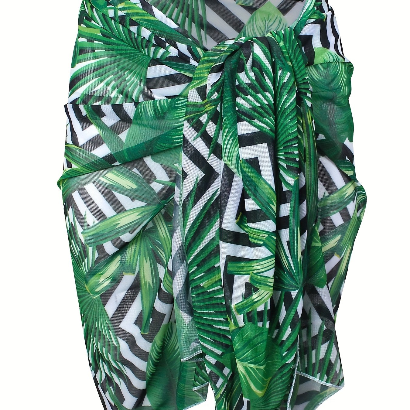  Tropical & Geo Print Beach Cover Up Skirt