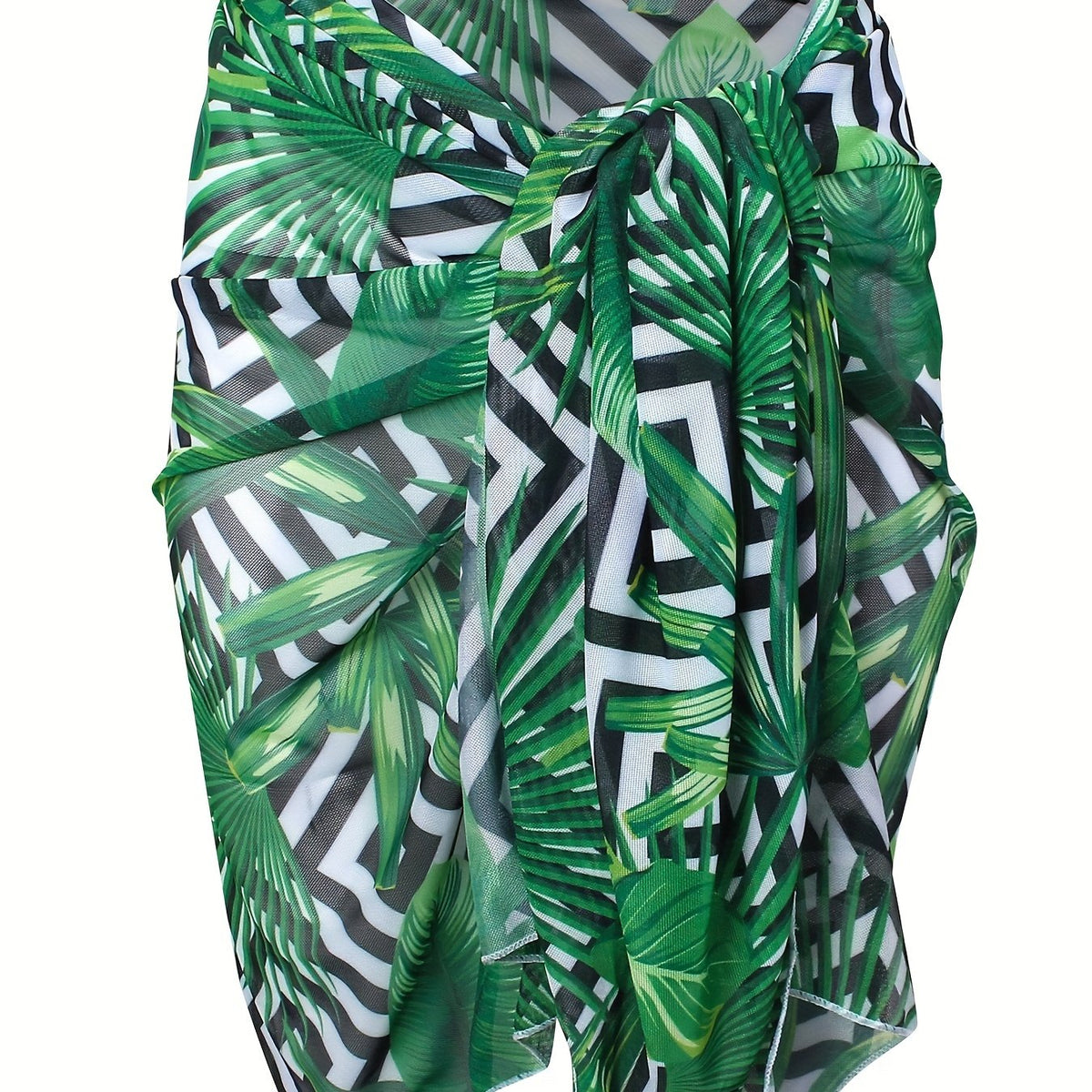  Tropical & Geo Print Beach Cover Up Skirt