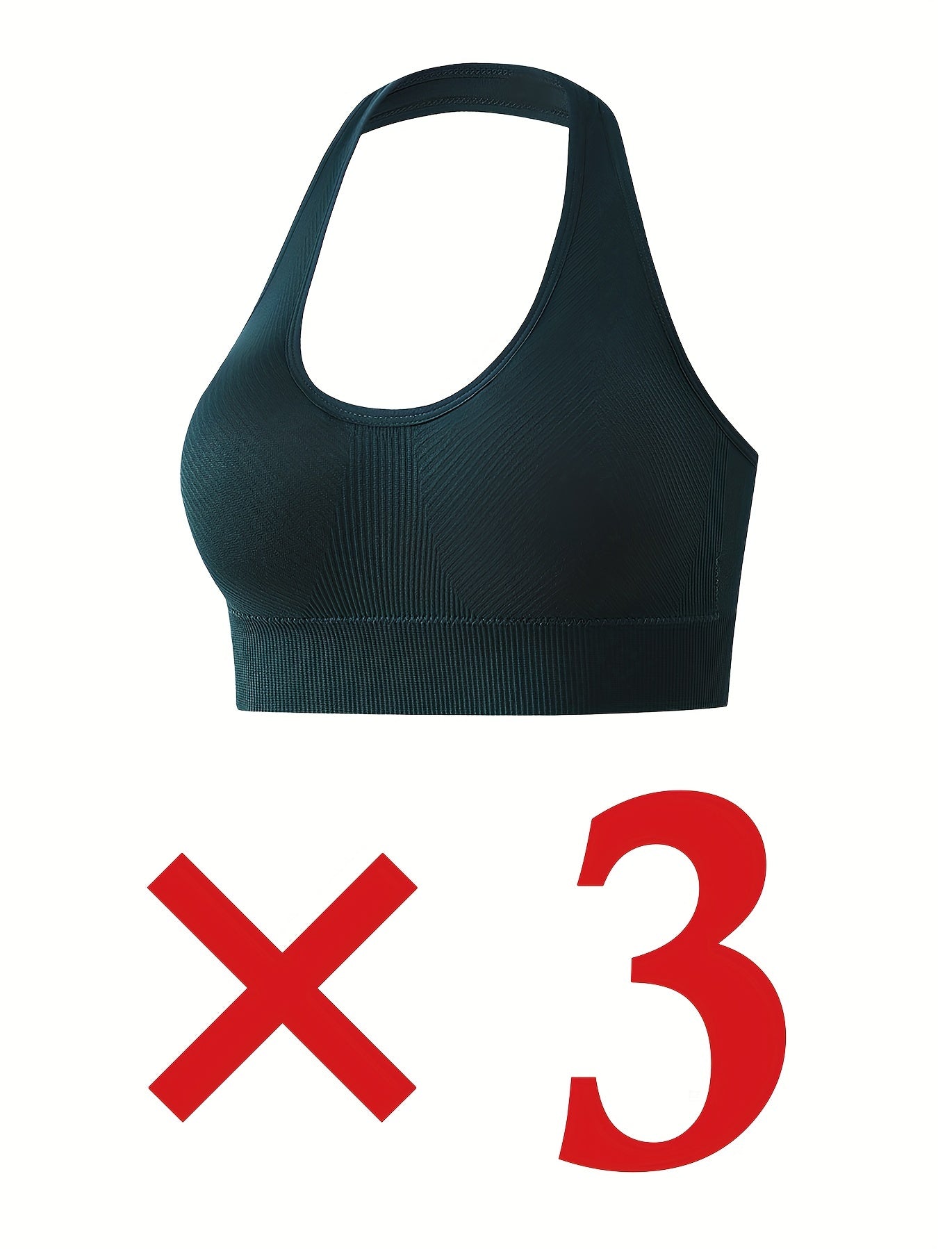 3pcs Halter Sports Bras Comfy & Breathable Fitness Intimates Bra