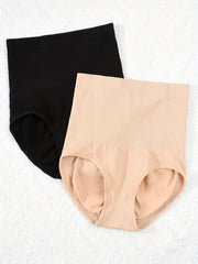 2pcs Tummy Control Briefs High Waist Panties Women's Lingerie