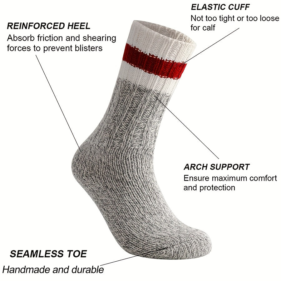 2 Pairs Striped Knitted Socks Comfy & Warm Tube Socks Women's Stockings