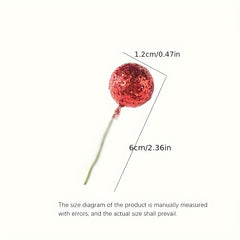6pcs Christmas Wreath Craft Accessories Golden Powder Red Fruit Decorations