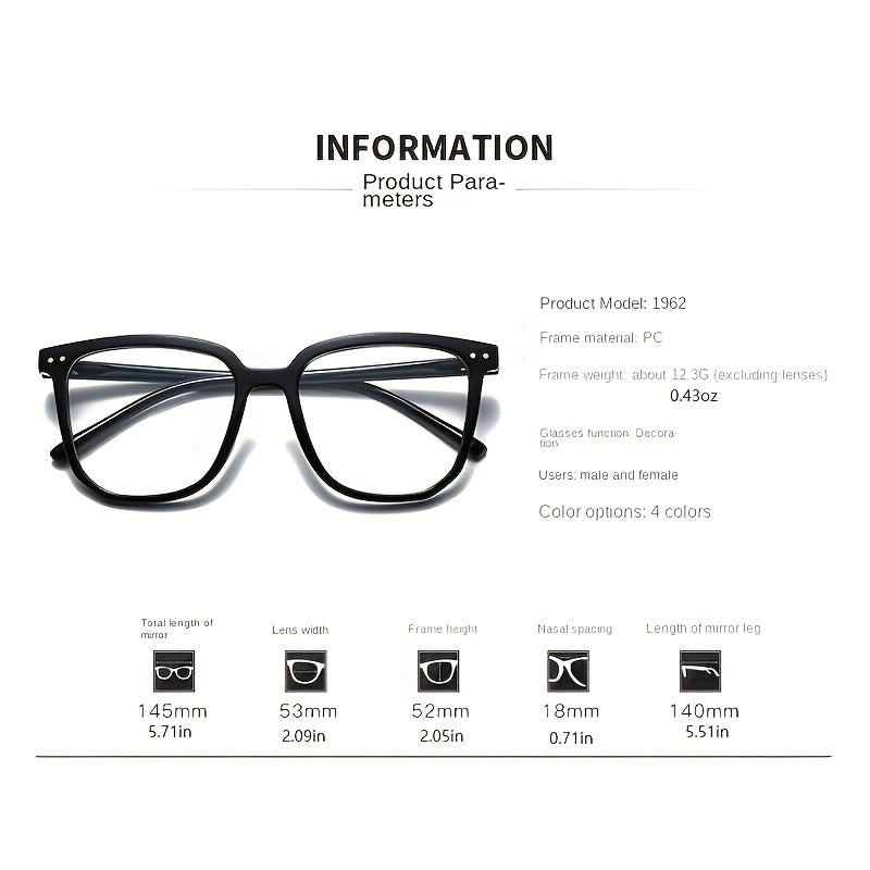 Clear Lens Glasses Women Men Rivet Jelly Glasses