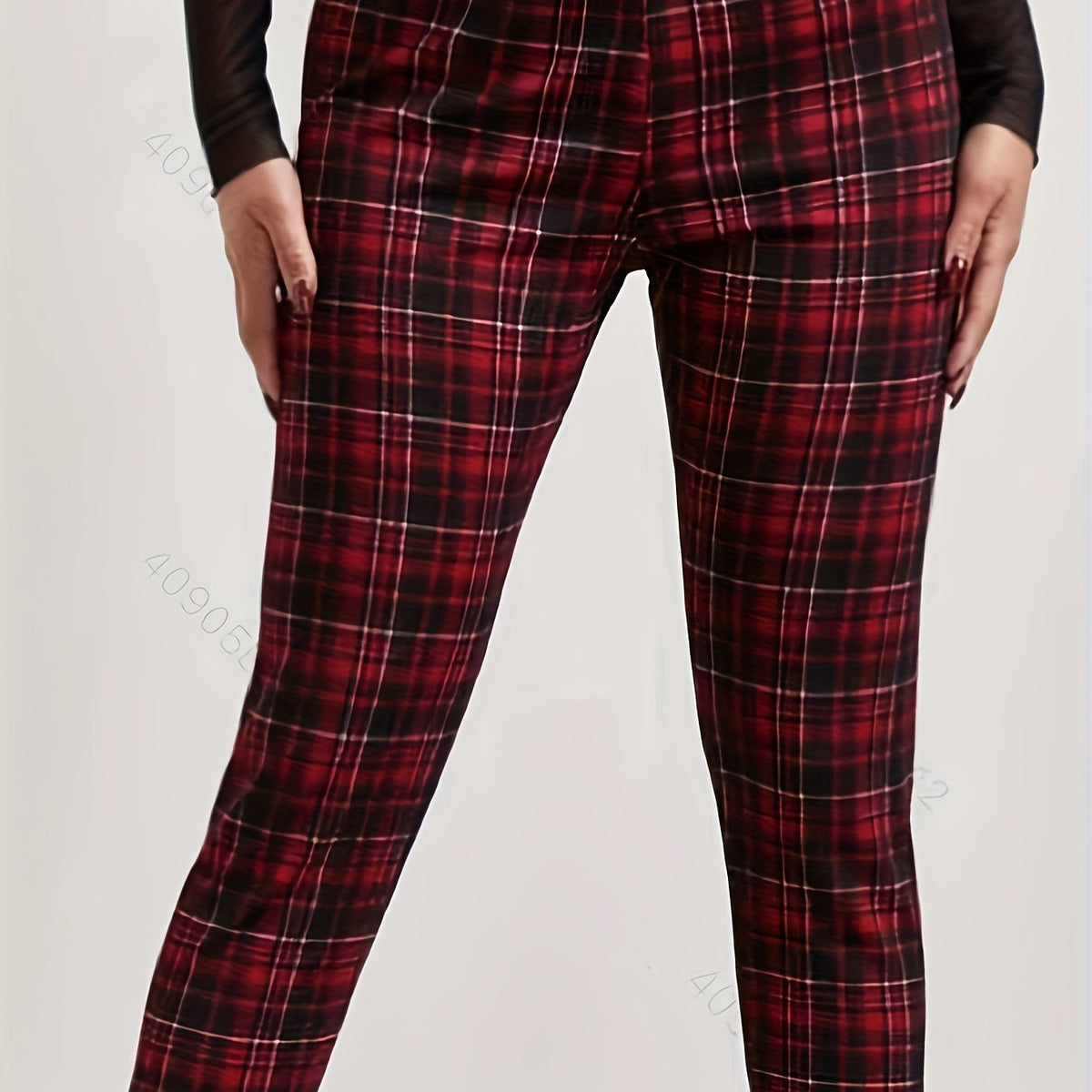  Plaid Print High Rise Leggings