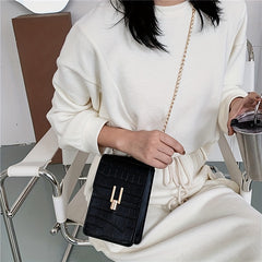 Crocodile Embossed Cell Phone Bag Mini Crossbody Purse