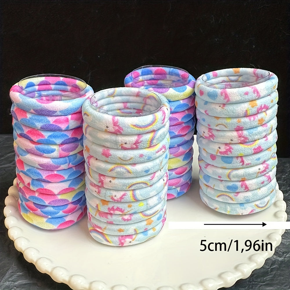 20pcs Unicorn Pattern Hair Tie Elastic Ponytail Holder for Women Girls