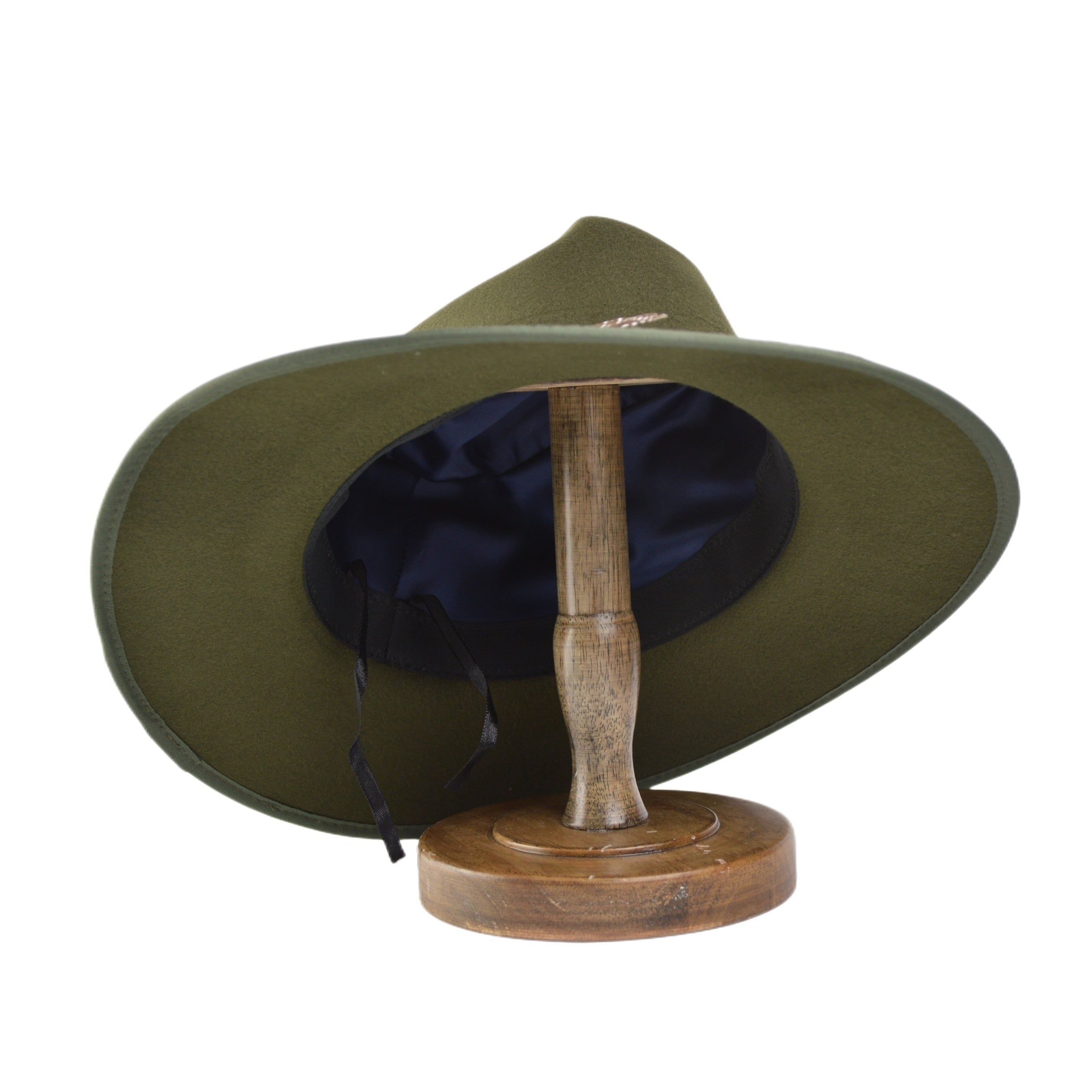 Green Wide Brim Felt Fedora Hat with Band & Feathers
