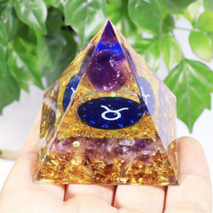 Zodiac Pyramid Amethyst Peridot Healing Crystal