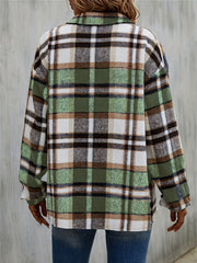  Plaid Long Sleeve Button Up Tunic Top