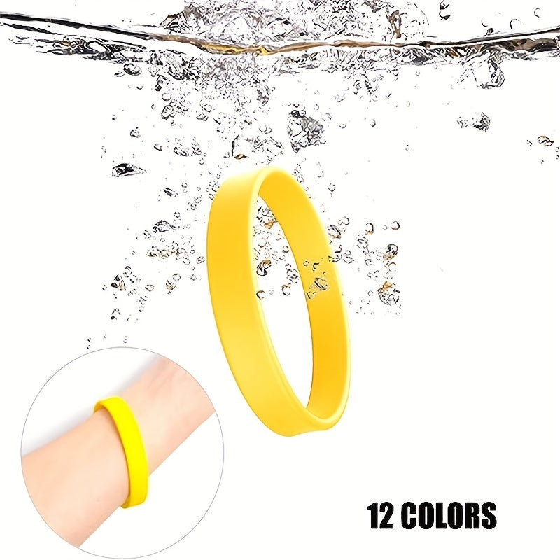 12 Pcs Mixed Silicone Wristbands Solid Bracelets