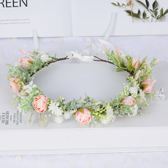 Mediterranean Style Flower Rattan Wreath Headband for Girls
