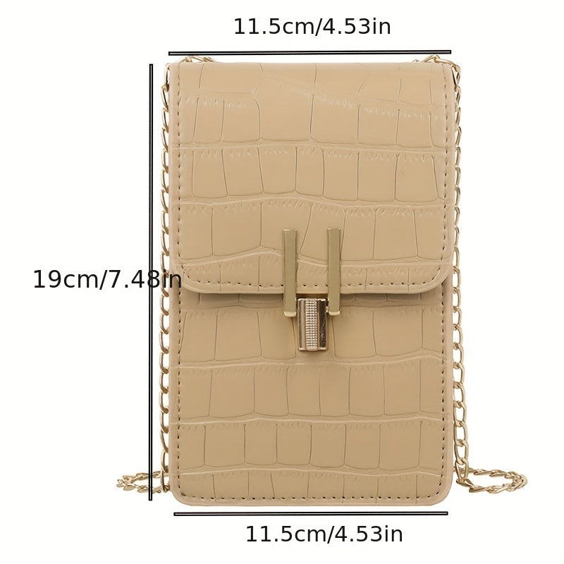 Crocodile Embossed Cell Phone Bag Mini Crossbody Purse