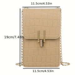 Crocodile Embossed Cell Phone Bag Mini Crossbody Purse