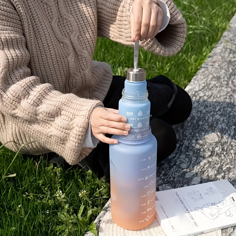 3pcs 300-2000ml Gradient Water Cups, Leakproof Straw, Portable Time Marker